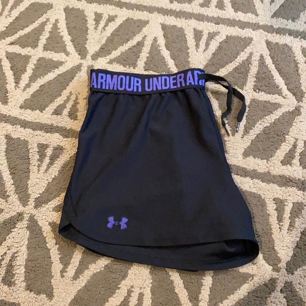 ~ black and purple under armor shorts ~